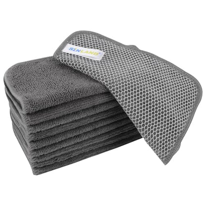 Dish Cloth for Washing Dishes Kitchen Washcloth Cleaning Cloth | 7.87x7.87inch 10pack Kitchen Towels Rags, Microfiber Cleaning Cloths, Wash Cloths with Poly Scour Side, Wholesale, Grey - color: Grey, size: 7.87inchx7.87inch 10pack