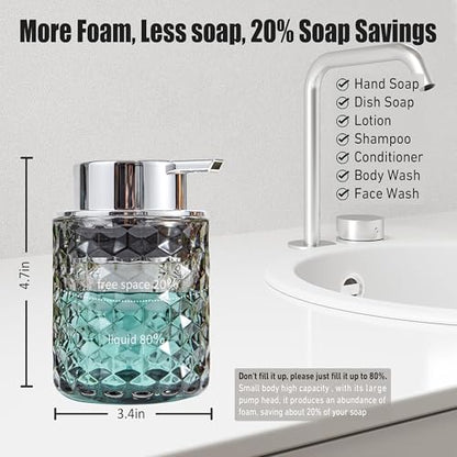 Malachi Foaming Hand Soap Dispenser, Refillable Clear Glass Foam Pump Bottle for Hand Soap, Dish Soap, Body Wash, Shampoo, Facial Cleanser & Baby Wash, Multi‑use for Bathroom, Kitchen & Commercial Use - color: Black