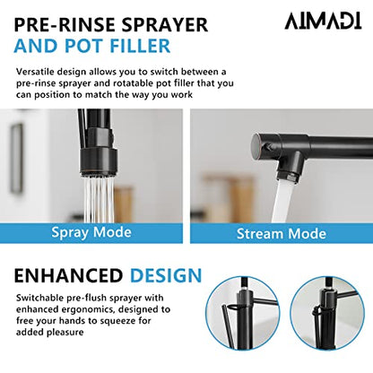 AIMADI Oil Rubbed Bronze Kitchen Faucet,Commercial Kitchen Sink Faucet | Modern Single Handle Single Hole Kitchen Faucets with Pull Down Sprayer - color: Oil Rubbed Bronze, style: Contemporary