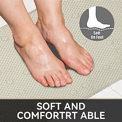 Bathtub Mat Non Slip Ivory 36” X 17” Shower Mat Soft Foam Bath Mats for Bathroom Tub, Bathtub Mat with Drain Holes, Suction Cups, Shower Mat Non Slip - color: Ivory