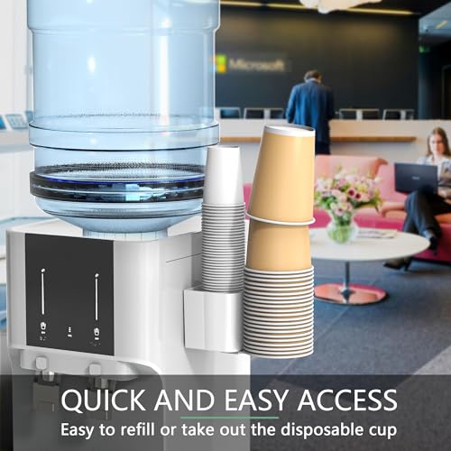Cup Dispenser for Water Cooler Wall Mount 2 Seats, White | Holder for 2-16 OZ Paper & Plastic Disposable Cups, Adhesive Cup Holder for Water Cooler, Coffee Station, Office, Bathroom - color: White