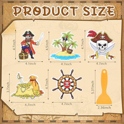 Fullhawl 30 Pcs Pirate Non Slip Shower Stickers, Bathtub Safety | 30 Pack Pirate Theme, Durable Anti Slip Surface, Strong Grip Adhesive, Fun Safety Solution for Kids' Bath Time - style: Pirate