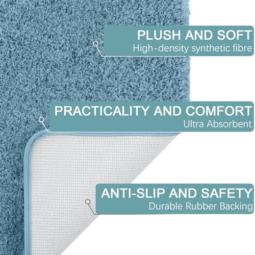 AROGAN Luxury Bathroom Rugs, Soft Non Slip Bath Mat, 24x17 Inch Aqua Blue | Absorbent Microfiber Rubber Backing, Quick Dry Bathroom Mat Shower Mat, Machine Washable Plush Carpets - color: Aqua Blue, size: 1'5" X 2' (24" X 17")