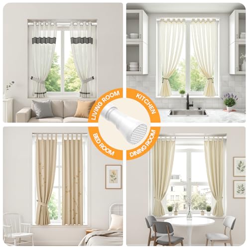Tension Curtain Rod 28 to 48 Inches, White Tension Rod Adjustable Curtain Rod Non-Slip Shower Curtain Rod No Drill Shower Rod Spring Tension Shower Curtain Rod Bathroom Curtain Rod - color: White, size: 28-48 inch