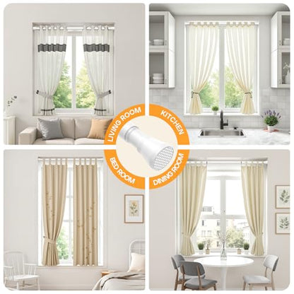 Tension Curtain Rod 28 to 48 Inches, White Tension Rod Adjustable Curtain Rod Non-Slip Shower Curtain Rod No Drill Shower Rod Spring Tension Shower Curtain Rod Bathroom Curtain Rod - color: White, size: 28-48 inch