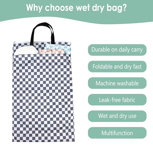 wegreeco Reusable Hanging Wet Dry Cloth Diaper Bag (Checkerboard Grey) - color: Checkerboard Grey