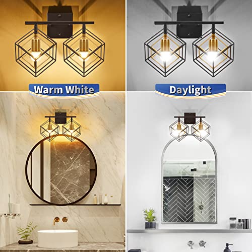 Bathroom Vanity Light with 2 Bulbs Bathroom Light Fixtures Over Mirror with 2 Rotatable Cube Shades Modern Wall Mounted Matte Black - color: Matte Black With Pineapple Gold, size: 2-Lights ( 16" Width )