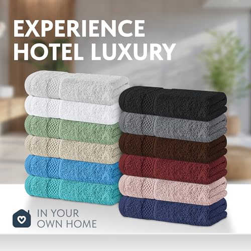 White Classic Luxury Cotton Washcloths 13x13 Inch - 650 GSM Turkish Cotton | Hotel, Spa, Bathroom Face Towel | 12 Pack, Multicolor - color: 15: Multicolor