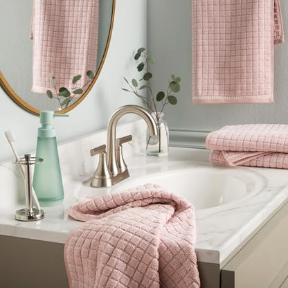 Town & Country Everyday 4-Piece Textured Windowpane Hand Towel Set, 20x30-Inch, 100% Cotton, Plush & Absorbent 550GSM, Blush - color: Blush