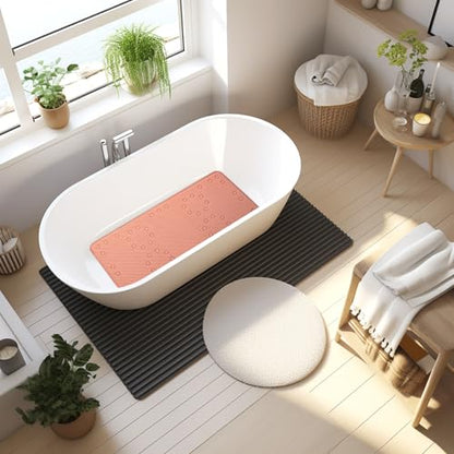 Bathtub Mat Non Slip 36” X 17” Shower Mat Soft Foam Bath Mats for Bathroom Tub, Bathtub Mat with Drain Holes, Suction Cups, Shower Mat Non Slip (Orange, 36'' x 17'') - color: Orange