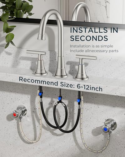 FORIOUS Brushed Nickel Bathroom Faucet 3 Holes, Widespread Bathroom Faucets | 8 Inch Widespread Bathroom Faucet 3 hole Vanity and 4 Inch Bathroom Faucet Centerset 2 Hole for B2B Commercial, Spare Aerator - color: Stainless Steel, style: Modern