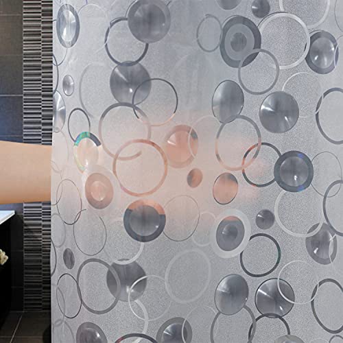 AooHome Plastic Small Shower Curtain Liner - EVA 3D Circle Pattern Design Bathroom Shower Curtain with Hooks, Bottom Magnets, 10G Heavy Duty, Water Repellent, Semi Transparent, 48x72 Inch - size: 48"W x 72"L (Pack of 1)