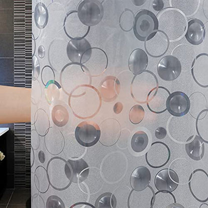 AooHome 72x72 Plastic Shower Curtain Liner - EVA 3D Circle Pattern Design Standard Bathroom Shower Curtain with Hooks, 5 Bottom Magnets, 10G Heavy Duty, Water Repellent, Semi Transparent, 72x72 Inch - size: 72"W x 72"L (Pack of 1)