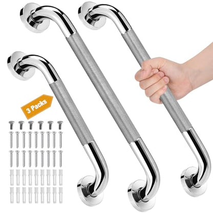 Shower Grab Bars for Bathroom 3 Pack Safety Bath Handle for Senior for Wall | Stainless Steel Anti Slip Grab Bars for Shower, Bath Handle for Elderly, Disabled, Shower Handrails for Bathtub Toilet