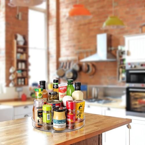 Amolliar Lazy Susan Organizer, 11" 4 Pack, Turntable for Cabinet, Kitchen, Fridge, Pantry Organizer and Storage, Countertop, Bathroom, Vanity, Rotating Tray, Condiment Spice Rack, Under Sink Organizer - size: 11" 4 Pack