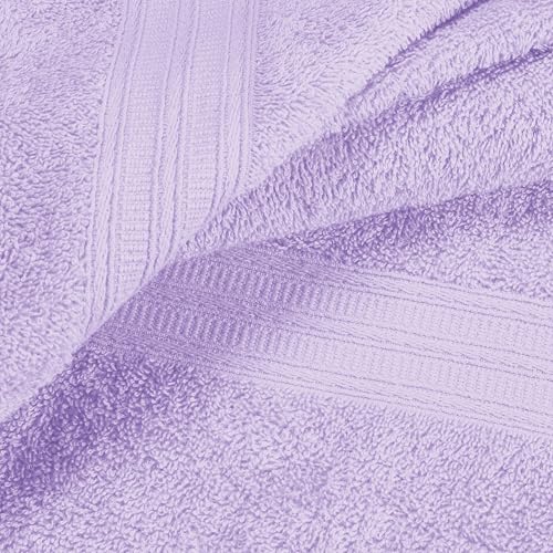 BOUTIQUO 6 Pack Cotton Towel Set, Contains 2 Bath Towels 27x54 inch, 2 Hand Towels 16x24 inch & 2 Wash Coths 12x12 inch, Ideal Everyday use, Ultra Soft Compact & Lightweight - Purple - color: Purple, size: 6 Piece Towel Set