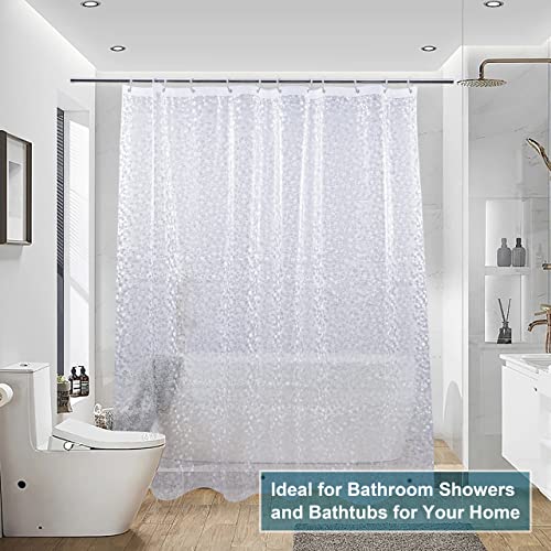 NTBAY EVA Shower Curtain Liner, 72 x 72, 6 Gauge, Semi Clear Water Cube | Water-repellent EVA Liner with 3 Bottom Magnets, 12 Reinforced Grommets, and 12 Plastic Hooks - color: Clear Circle, size: 72"W x 72"L (Pack of 1)