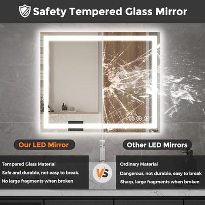 Koonmi 35x24 LED Bathroom Mirror, Shatterproof Mirror with Light | 90CRI Shatterproof Vanity Mirror with Backlit + Front Lit, Easy Install for Bathroom Hotel (IP65) - size: 35"L x 24"W