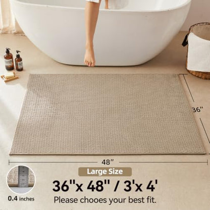 Triohero Large Bathroom Rugs Non Slip Washable Bath Rugs Super Absorbent Bathroom Rug Thin Quick Dry Low Pile Bath Mats, Beige 36x48 - color: Beige New, size: 36"x48"