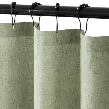 MIULEE W72*L84 Extra Long Linen Shower Curtain Sage Green 12 Metal Hooks | Boho Farmhouse, Heavy, Buttonhole Fabric Curtain Set, Waterproof Thick Cloth Neutral Curtains, Bathroom - color: Sage Green, size: 72"W x 84"L (Pack of 1)