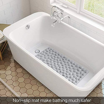 Non-Slip Bathtub Mat OTHWAY Soft Rubber Bathroom Bathmat with Strong Suction Cups (Grey) - color: Grey, size: 31.5" x 16" (Rectangular)