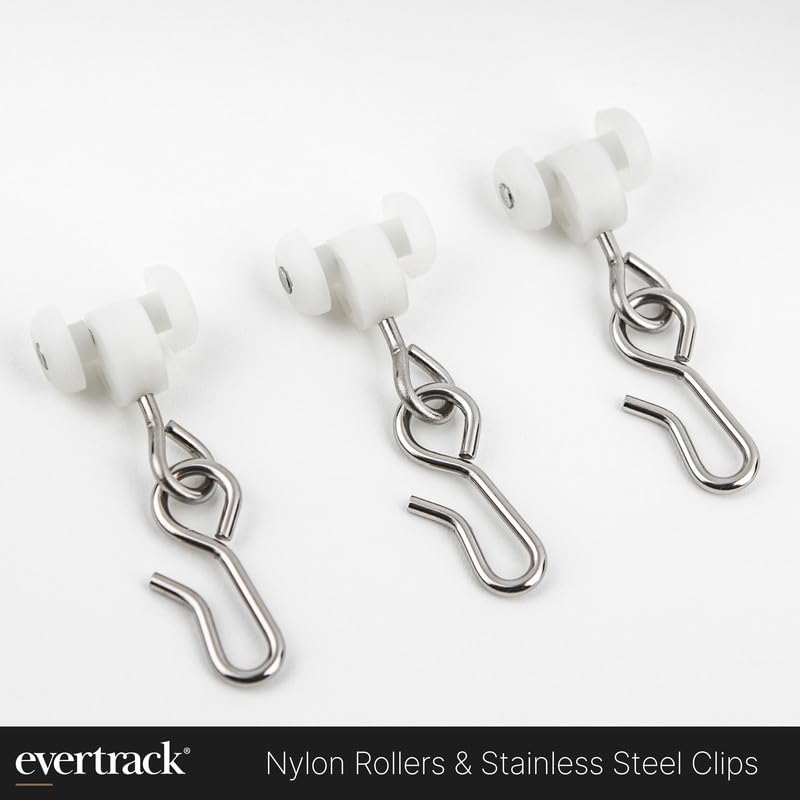 Curtain Hooks - Dual Wheel Roller Carriers for Ceiling Mounted Curtain Track with Stainless Steel Hooks for Curtains, Drapes, and Room Dividers - Pack of 15 - size: Curtain Hooks - 15