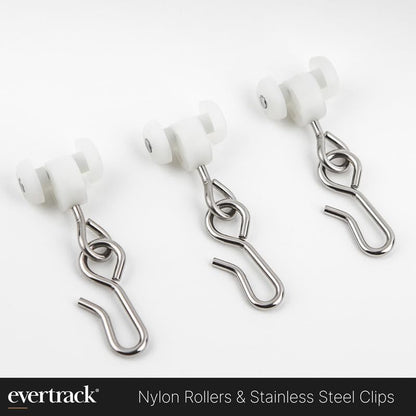 Curtain Hooks - Dual Wheel Roller Carriers for Ceiling Mounted Curtain Track with Stainless Steel Hooks for Curtains, Drapes, and Room Dividers - Pack of 15 - size: Curtain Hooks - 15