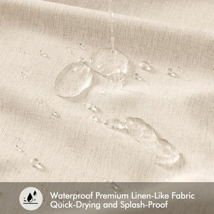 ANRODUO Cream Beige Linen Textured Fabric Shower Curtain Set - W72xL80 | Farmhouse Shower Curtain with 12 Metal Hooks, Waterproof Heavy Duty, Button Hole Design, Machine Washable for Bathroom - color: Cream, size: 72"W x 80"L (Pack of 1)
