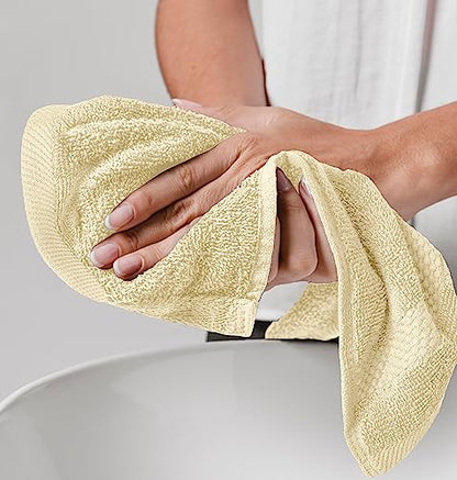 White Classic Luxury Cotton Washcloths 13x13 Inch - 650 GSM Turkish Cotton | Hotel, Spa, Bathroom Face Towel | 12 Pack, Beige - color: 08: Beige