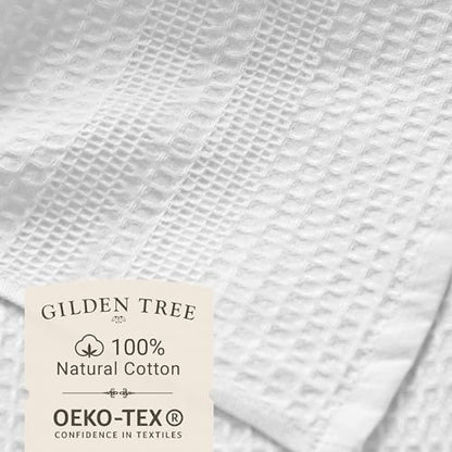 GILDEN TREE Waffle Towel Set Quick Dry Thin | 2 Bath Towels | 2 Hand Towels | 2 Washcloths, Classic Style (White) - color: White, size: Bath Towel Set