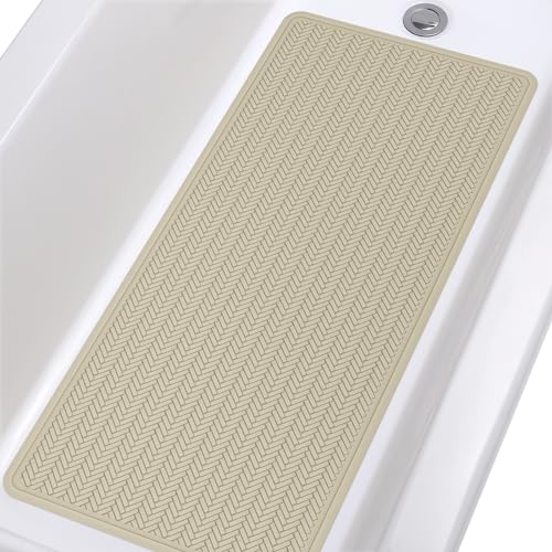 OTHWAY Bathtub Mat Non Slip, Extra Long Rubber Bath Mat for Tub, Machine Washable Shower Anti Slip Mat with 332 Strong Suction Cups (Brown, 36" x 17") - color: Brown, size: 36" x 17" (Rectangular)