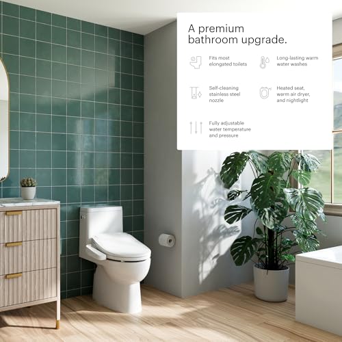 Brondell SE400-EW Swash SE400 Electric Bidet Toilet Seat With Heated Seat, Oscillating Stainless Steel Nozzle, Warm Air Dryer, Night Light, Gentle Close Lid, White Side Arm Control, Elongated - style: Elongated
