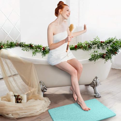 godehone Shower Mats Non Slip Without Suction Cups, PVC Loofah Bathroom Mats, Loofah Mats for Shower and Bathroom, Quick Drying, 23.6× 34.6 Inch, Light Green - color: Light Green, size: 34.6" x 23.6" (Rectangular)