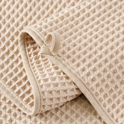 MICROFI New Microfiber Waffle Bath Towels, 2 Pieces, Oversized, Soft, Absorbent, Fast Drying, Lint Free 430 GSM (30''x60''/76cm x 152cm) - color: Champagne