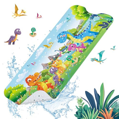 SHUCHING Baby Bath Mat for Tub Non Slip-40 X 16 Inch, Dinosaur | Bathtub Mat for Kids & Toddler Mold Free, Long Shower Mat for Inside Shower with Suction Cup, Machine Washable - color: Dinosaur