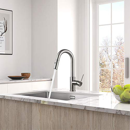 AS59BN Brushed Nickel Bar Faucet or Prep Kitchen Sink Faucet with Pull Down Sprayer and Single Handle - color: Brushed Nickel, style: Classic