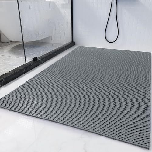 HOMBYS 58 x 32 Extra Large Shower Mat for Shower Stall Tub, Non Slip Bath Mat Bathroom Accessories, PVC Mats for Shower and Bathroom, Quick Drying, (Gray, 58"x32") - color: Grey, size: 58" x 32" (Rectangular)