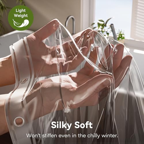 Clear Black Shower Curtain Liner 72x72, 2 Pack Lightweight Plastic Shower Liner PEVA 72 x 72 Waterproof Shower Curtains for Bathroom with 3 Strong Magnets and Rustproof Grommets - color: Clear Black, size: 72"W x 72"L (Pack of 2)