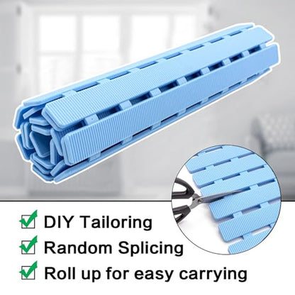 BEMISO Shower Mat Non Slip Bathtub Mat 27.5 x 15.7 Inch Bath Mat for Tub | Suction Cups,Drain Holes,Easy Dry,Easy to Cut,Eco-Friendly - color: Blue, size: 27.5 x 15.7 inches