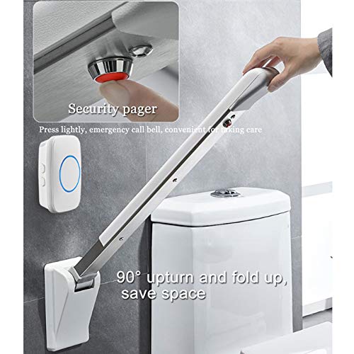 Flip Up Grab Bars for Bathroom, Handicap Rails ?Foldable Toilet Grab Bar Handles Support Bars Safety Handrails for Elderly Disabled Pregnant Shower AssistWithout Calling Bell（With calling bell） - size: With calling bell