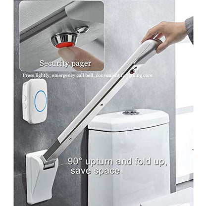 Flip Up Grab Bars for Bathroom, Handicap Rails ?Foldable Toilet Grab Bar Handles Support Bars Safety Handrails for Elderly Disabled Pregnant Shower AssistWithout Calling Bell（With calling bell） - size: With calling bell