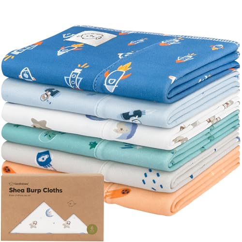 Organic Burp Cloths Baby Boy, Girl, 6-Pack Large Burping Cloths (Cosmo) | 100% Cotton Burp Clothes for Babies, Newborns Spit Up Rags, Super Soft, Absorbent Towels, Gender Neutral, Machine Washable - color: Cosmo, style: Shea