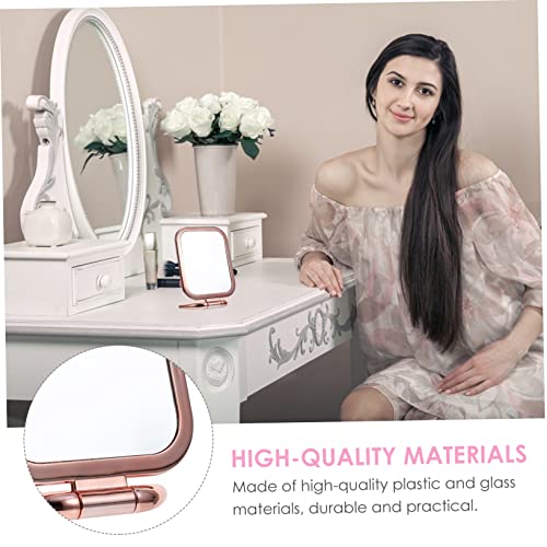 VICASKY Double Sided Magnifying Makeup Mirror Rose Gold Folding Tabletop Vanity Mirror Portable for Bathroom Countertop and Dressing Table Stylish for Travel and Business Use