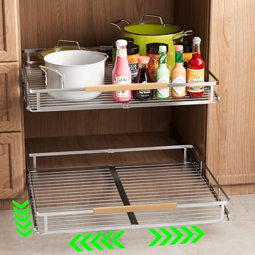 Expandable Pull-Out Cabinet Drawers, Slide-Out Shelves, Small 1 Pack | Smooth Slide-Out Access, Adjustable Fit, Pull-Out Organization, Small Cabinet Use, Space-Saving - size: S- (10.5"-16")W * 22.7"D