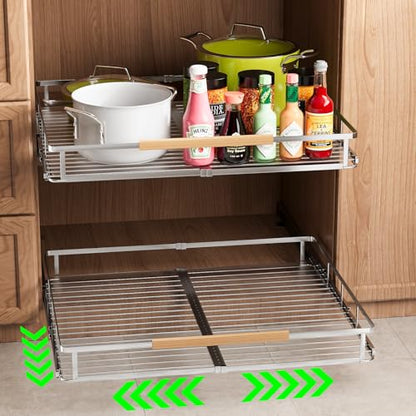 Expandable Pull-Out Cabinet Drawers, Slide-Out Shelves, X-Large 1 PK | Smooth Slide-Out Access, Adjustable Fit, Pull-Out Organization, Small Cabinet Use, Space-Saving - size: XL- (20.5"-37.5")W * 22.7"D