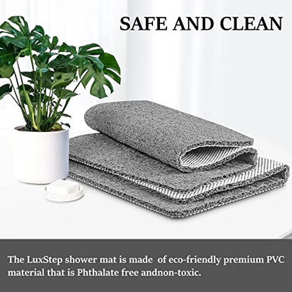 LuxStep Shower Mat Bathtub Mat,Non-Slip Bath Mat with Drain, Quick Drying | 36x16 inch, PVC Loofah Bathmat for Tub,Shower,Bathroom, Grey - color: Stylish Grey, size: 36" x 16"