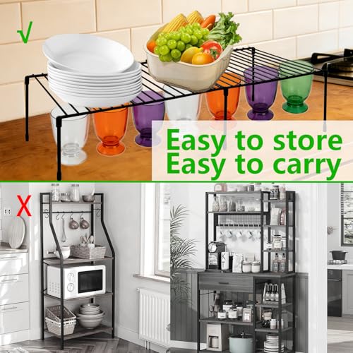 Freezer Shelf Rack - Expandable Freezer Shelves Shelf with Anti-Slip Feet, Adjustable Wire Racks for Cabinets, Top Freezer, Kitchen Pantry, Counter, Spice & Dish Cupboard Storage