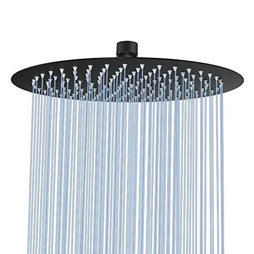 NearMoon Rain Shower Head, Ultra-Thin Design-Pressure Boosting, Awesome Some Experience, High Flow Stainless Steel Rainfall Head (12 Inch, Matte Black) - color: Matte Black, size: 12 Inch