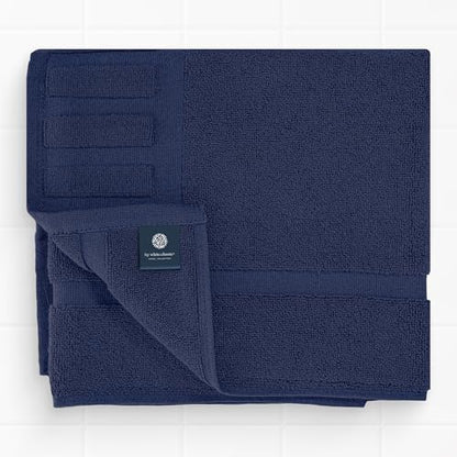 White Classic Luxury Bath Mat Floor Towel Set - Absorbent Cotton Hotel Spa Shower/Bathtub Mats [Not a Bathroom Rug] 22"x34" | 2 Pack | Navy Blue - color: 14: Navy Blue