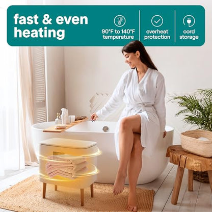 SereneLife Rectangular Towel Warmer Bucket, Large Capacity Blanket and Towel Warmer for Bathroom, Single-Touch Control, Energy-Efficient Design with Auto Shut-Off, 20L Capacity, White - color: Natural
